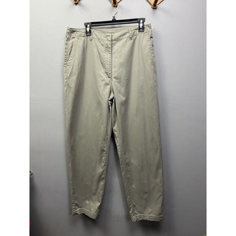 LL Bean Pants Womens size 14 Regular Chino Straight Gray Taupe Casual